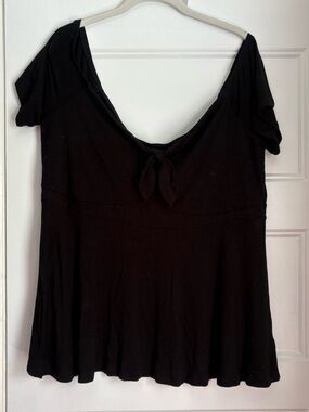 Torrid Black Off the Shoulder Tie-Front Shirt